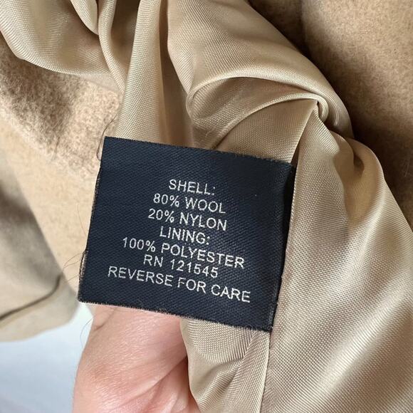 London Fog Tan Big Button Double Breasted Peacoat Medium - Picture 8 of 11